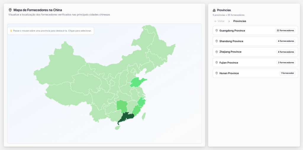Mapa de Fornecedores